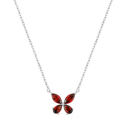Silver CZ Necklace - Butterfly