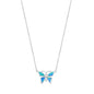 Silver Lab Opal Necklace - Butterfly