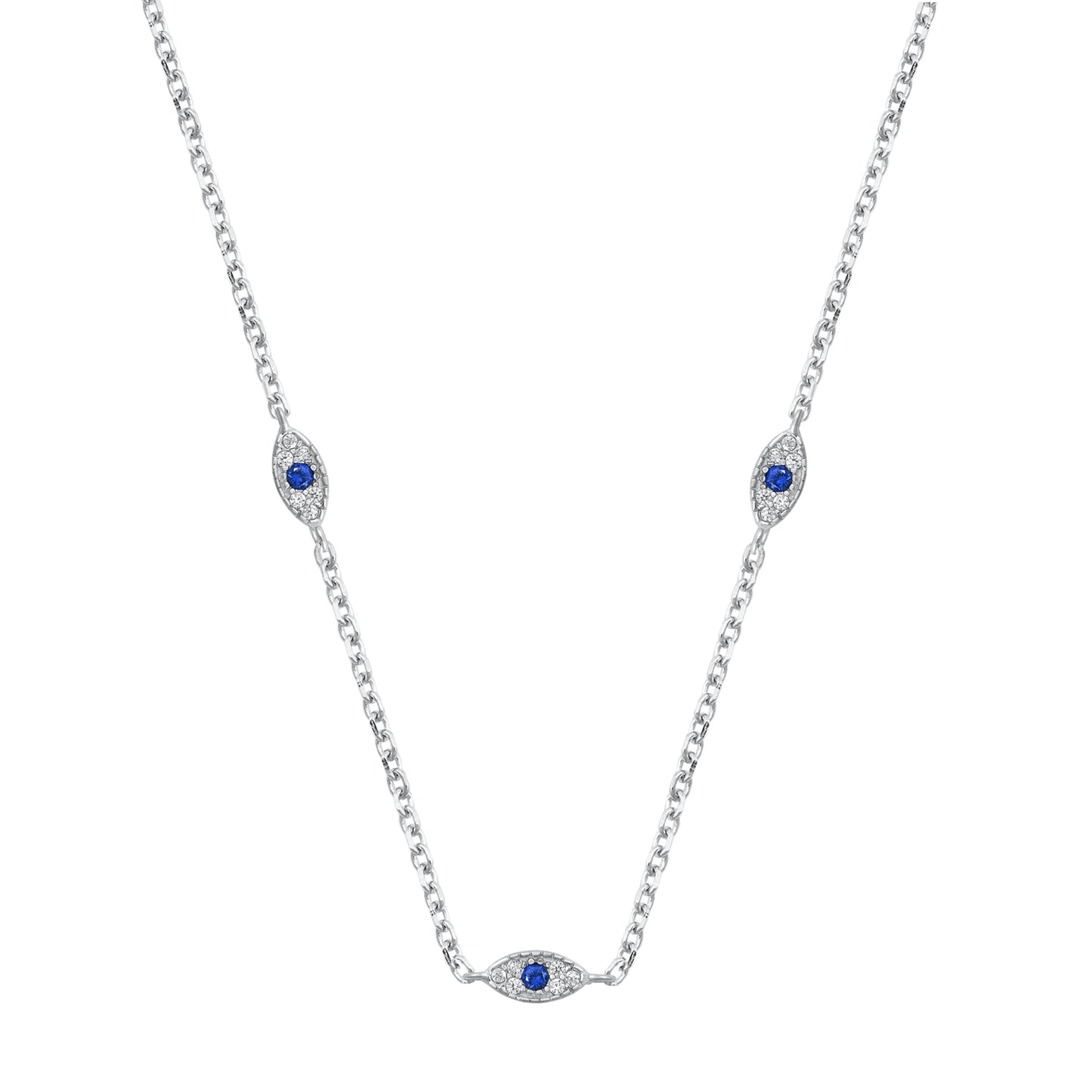 Silver CZ Necklace - Evil eye