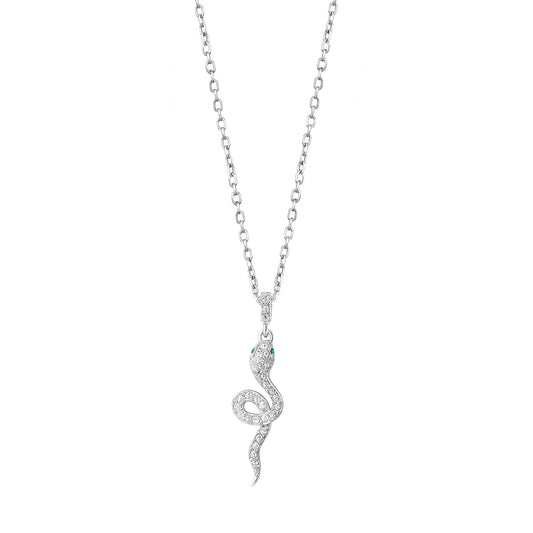 Silver CZ Necklace - Snake