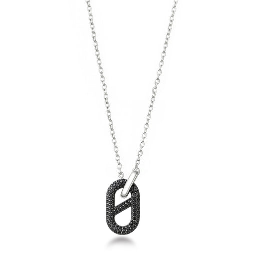 Silver CZ Necklace - Pave Paperclip