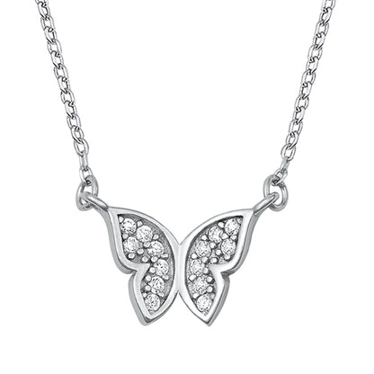 Silver CZ Necklace - Butterfly