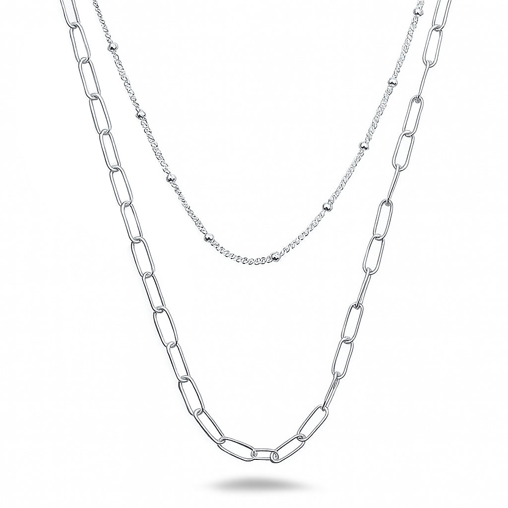 Silver Necklace - Double Chain