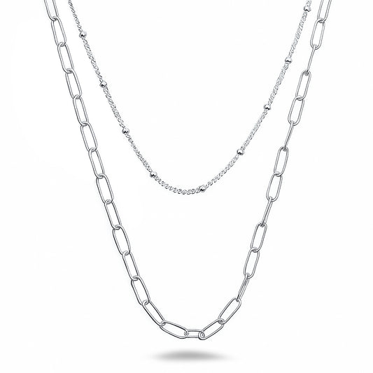 Silver Necklace - Double Chain