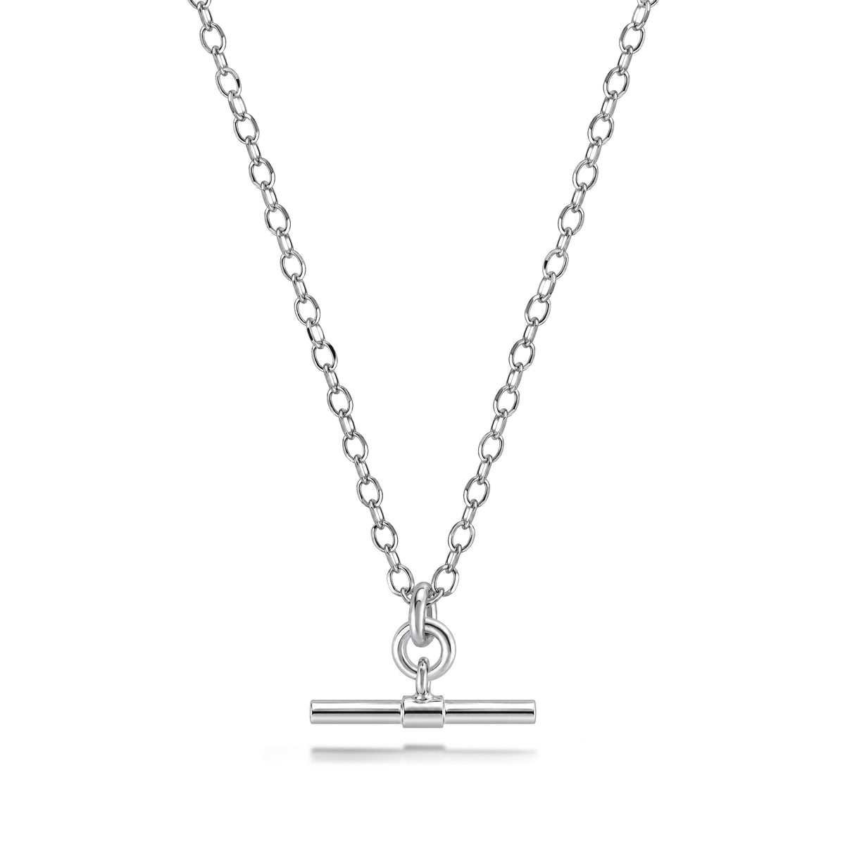 Sterling Silver T-Bar Pendant Chain Necklace