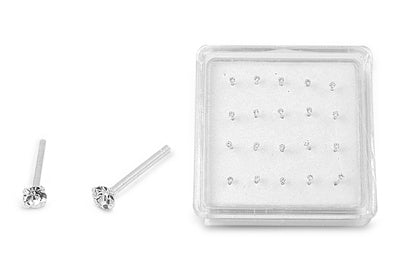 Silver Nose Stud - Clear CZ - 2.2mm