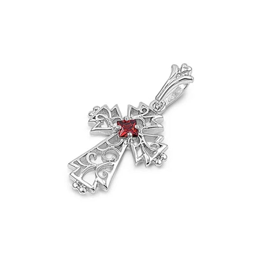 Silver Cross Pendant w/ CZ