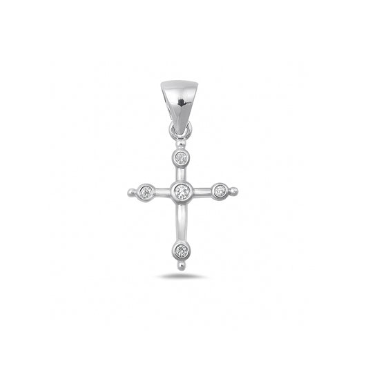 Silver Cross Pendant w/ CZ
