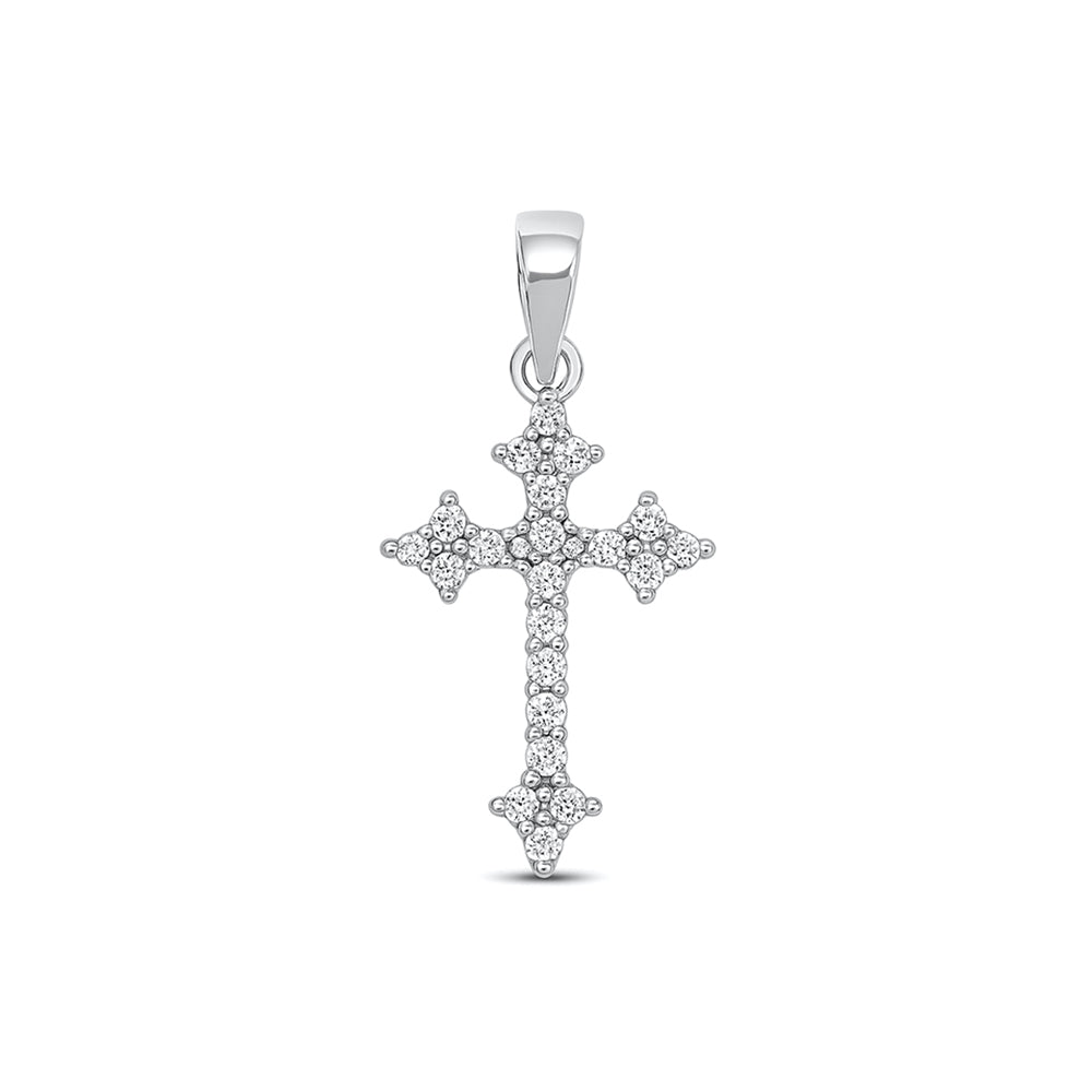 Silver CZ Pendant - Cross