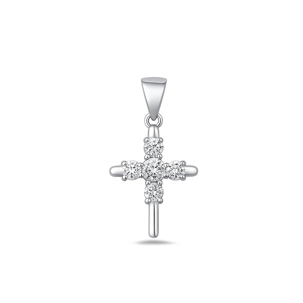 Silver Cross Pendant w/ CZ
