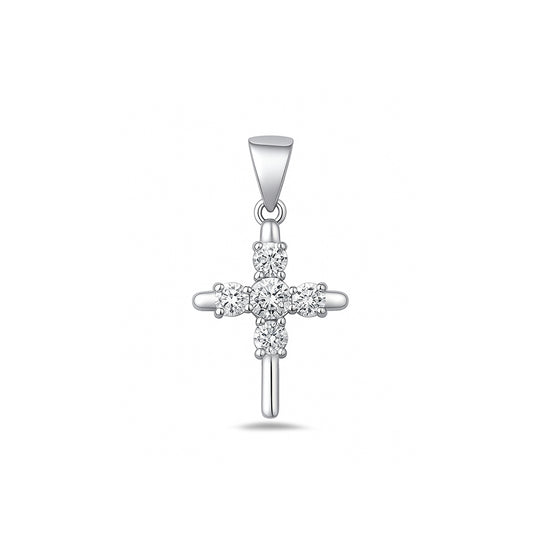 Silver Cross Pendant w/ CZ