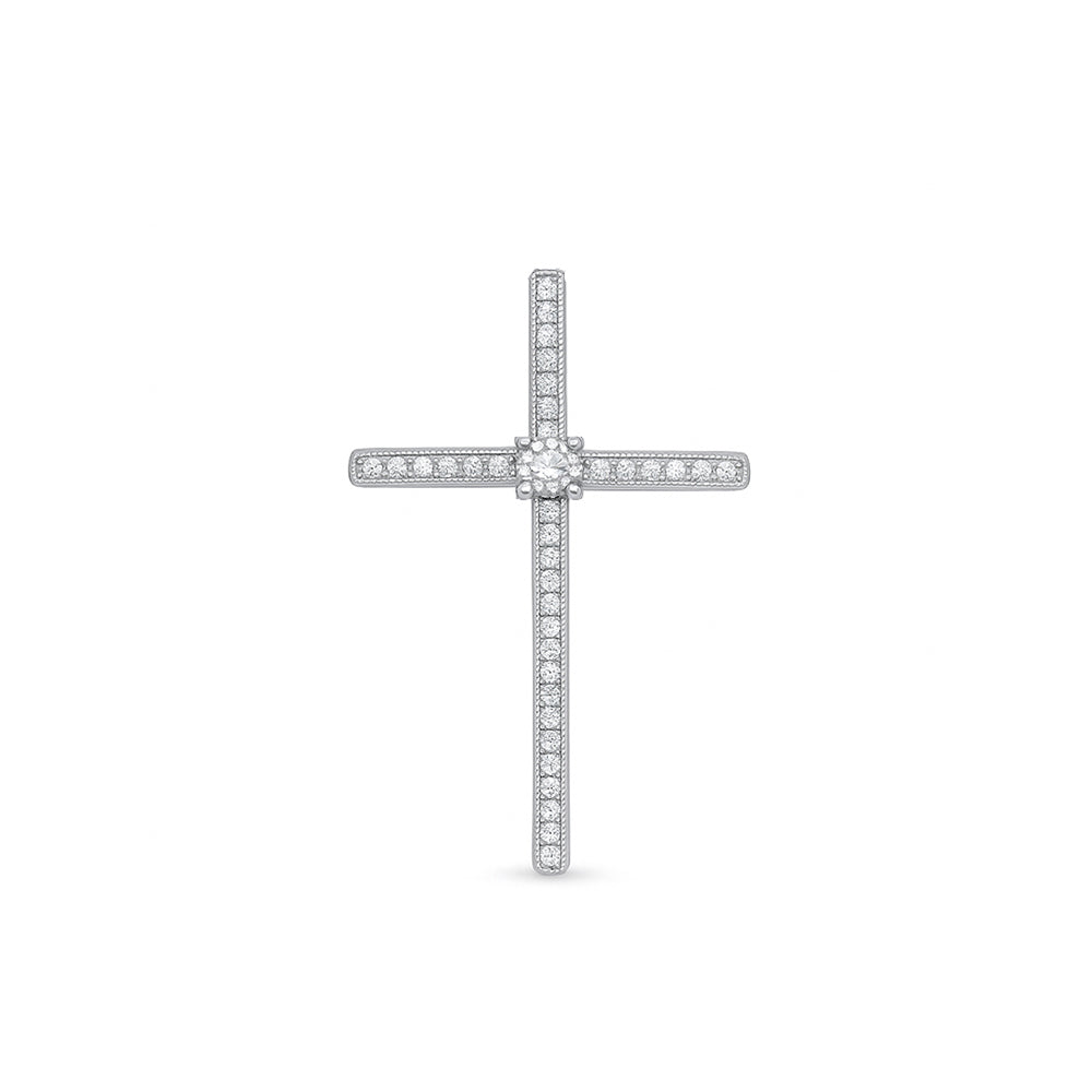 Silver Cross Pendant w/ CZ