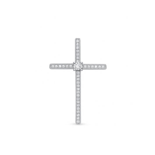 Silver Cross Pendant w/ CZ