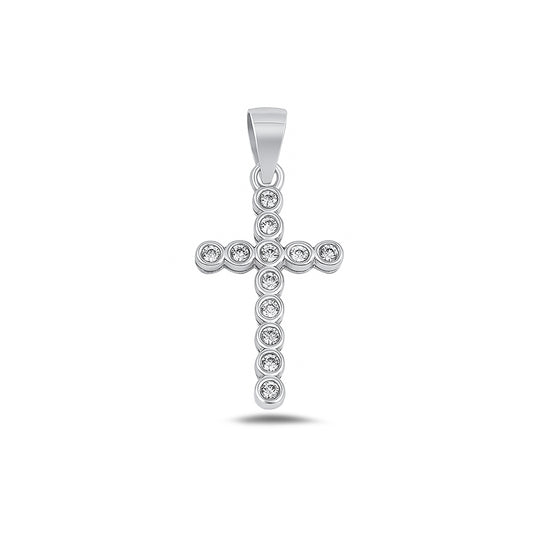 Silver Cross Pendant w/ CZ