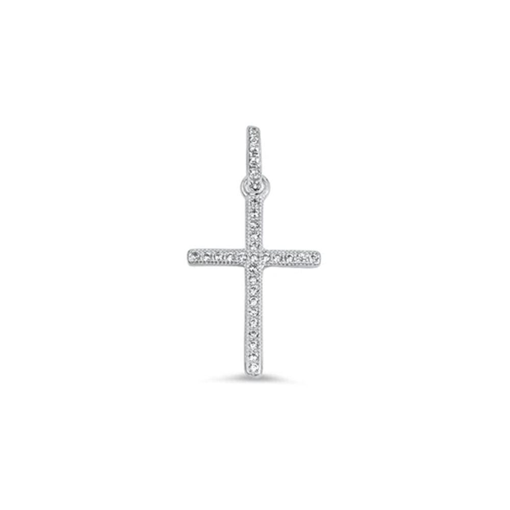 Silver Cross Pendant w/ CZ