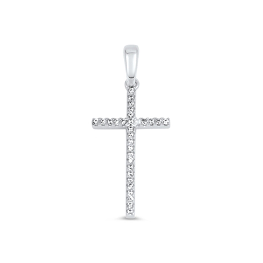 Silver Cross Pendant w/ CZ