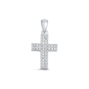 Silver Cross Pendant w/ CZ