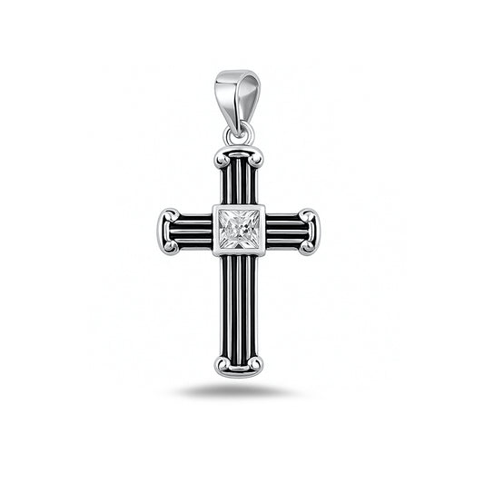 Silver Cross Pendant w/ CZ