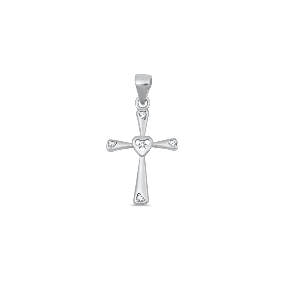 Silver CZ Pendant - Cross