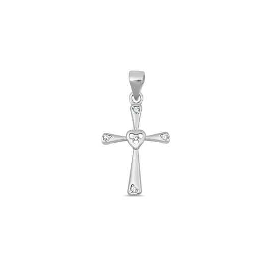 Silver CZ Pendant - Cross
