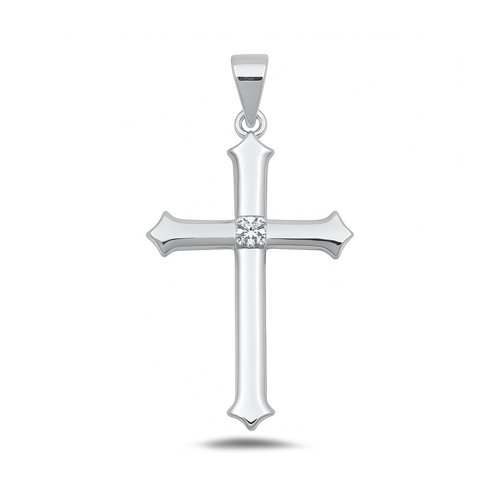 Silver CZ Pendant - Cross