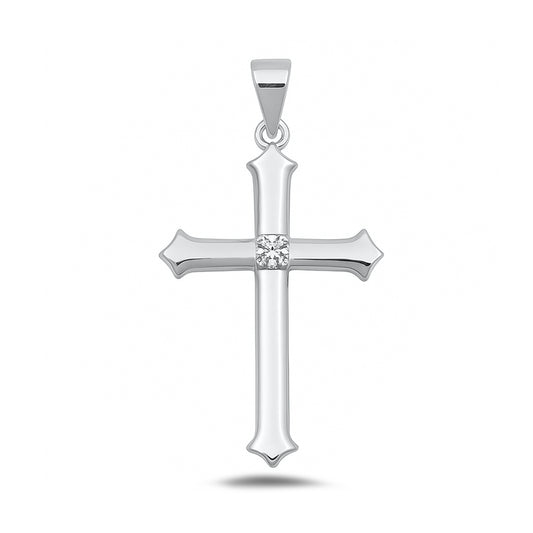 Silver CZ Pendant - Cross