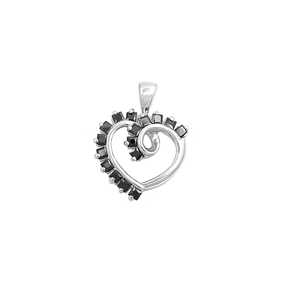 Silver CZ Pendant - Heart