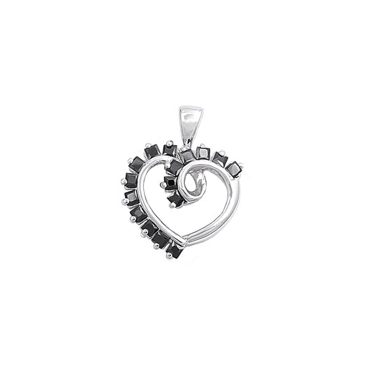 Silver CZ Pendant - Heart