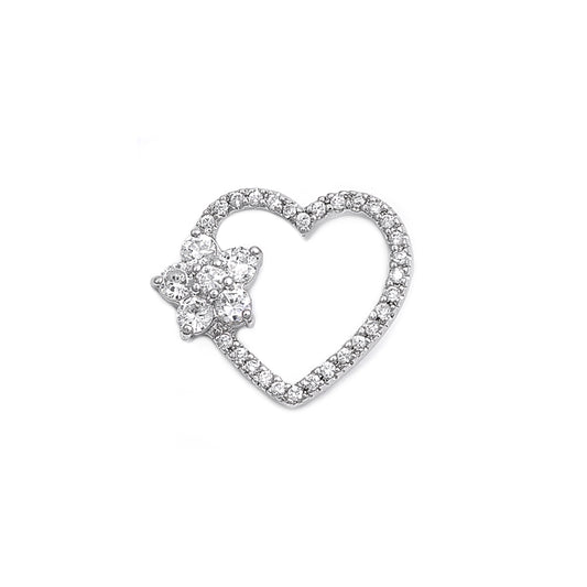 Silver CZ Pendant - Heart