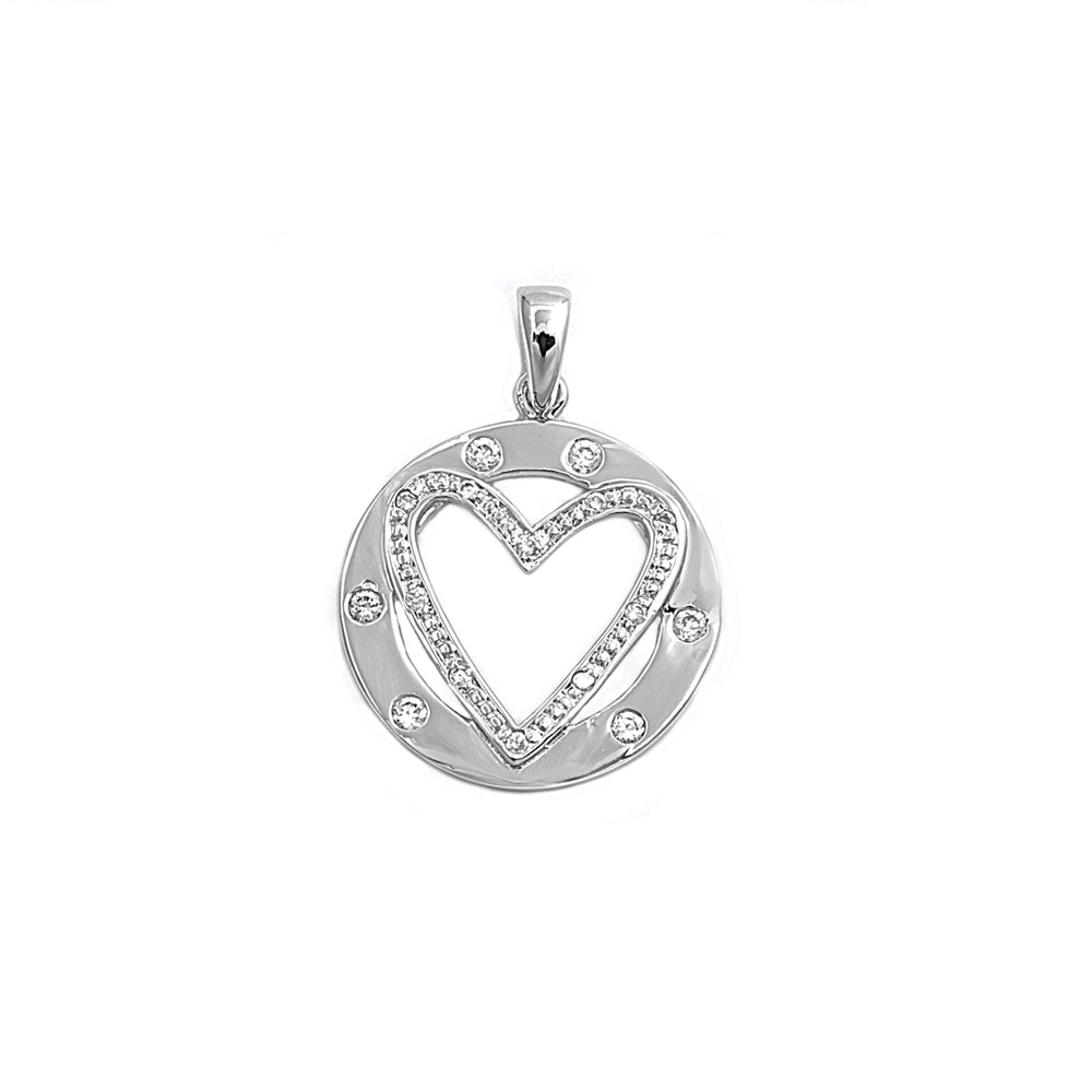 Silver CZ Pendant - Heart