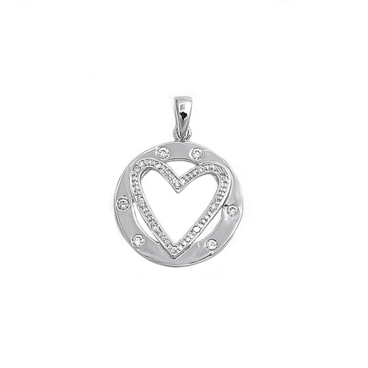 Silver CZ Pendant - Heart