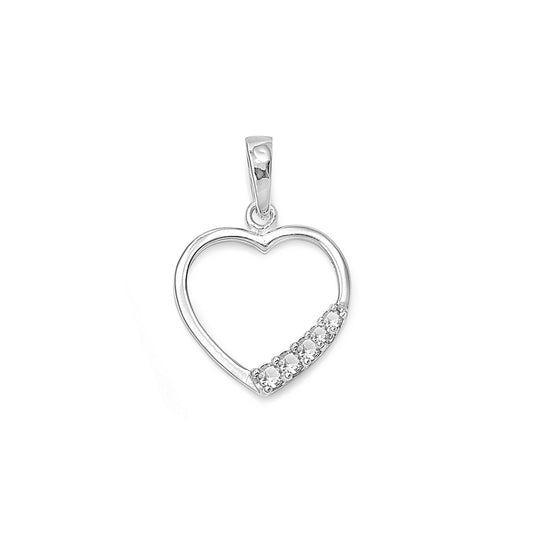 Silver Heart Pendant w/ CZ