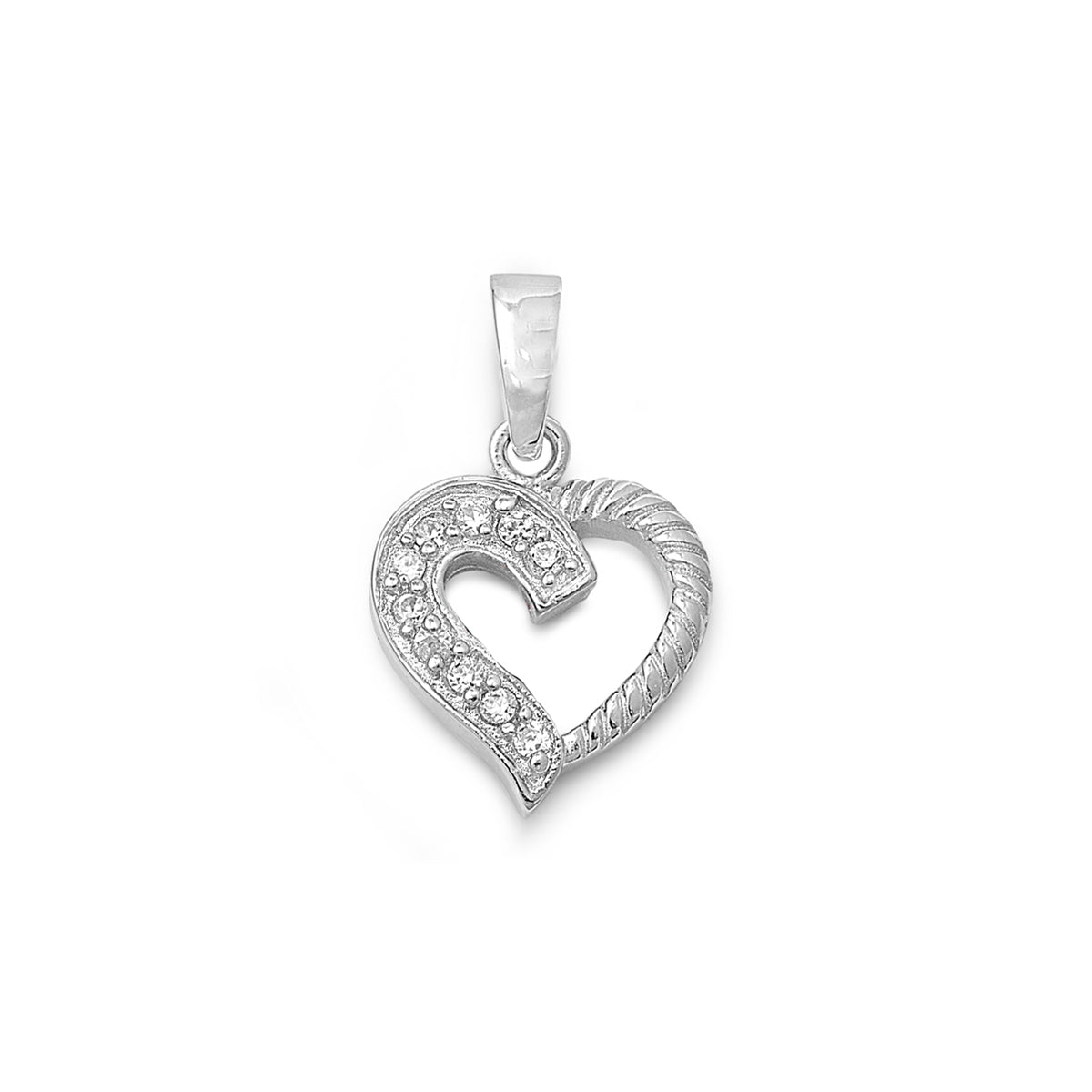 Silver Heart Pendant w/ CZ