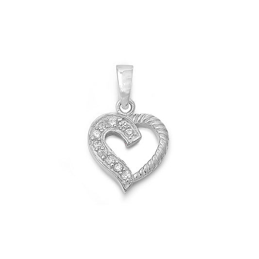 Silver Heart Pendant w/ CZ