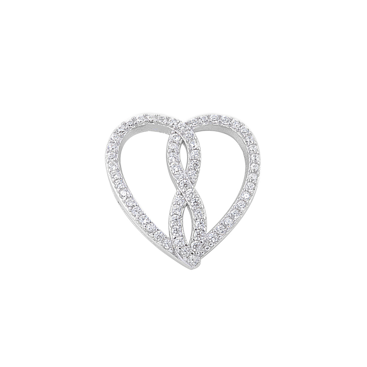 Silver Pendant W/ CZ - Heart