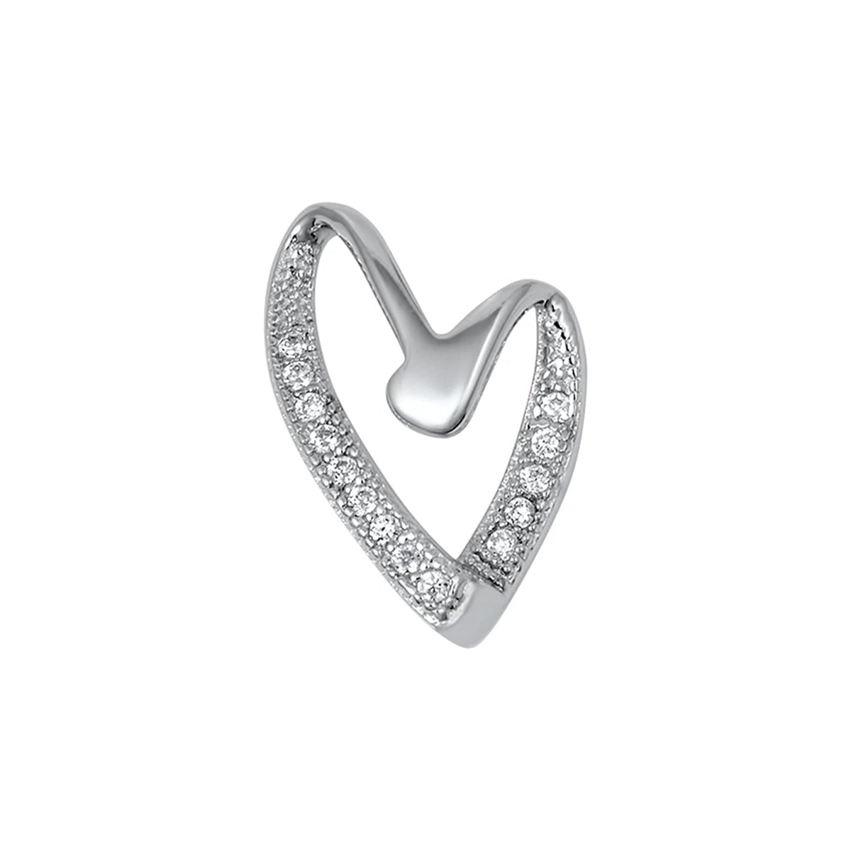Silver Pendant W/ CZ - Heart