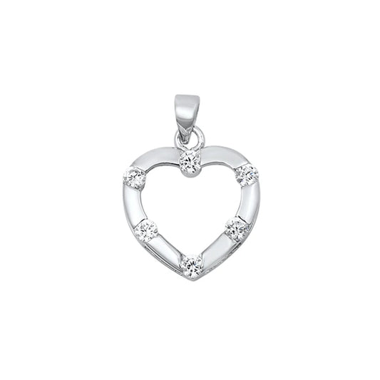 Silver Heart Pendant W/ CZ