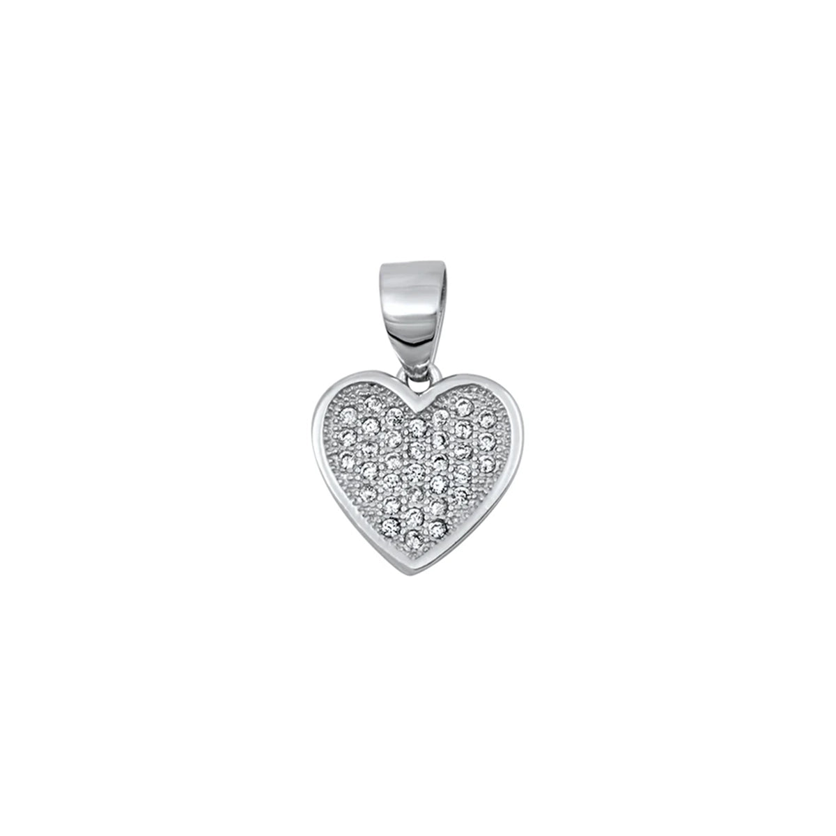 Silver Heart Pendant W/ CZ