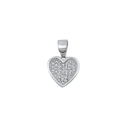 Silver Heart Pendant W/ CZ
