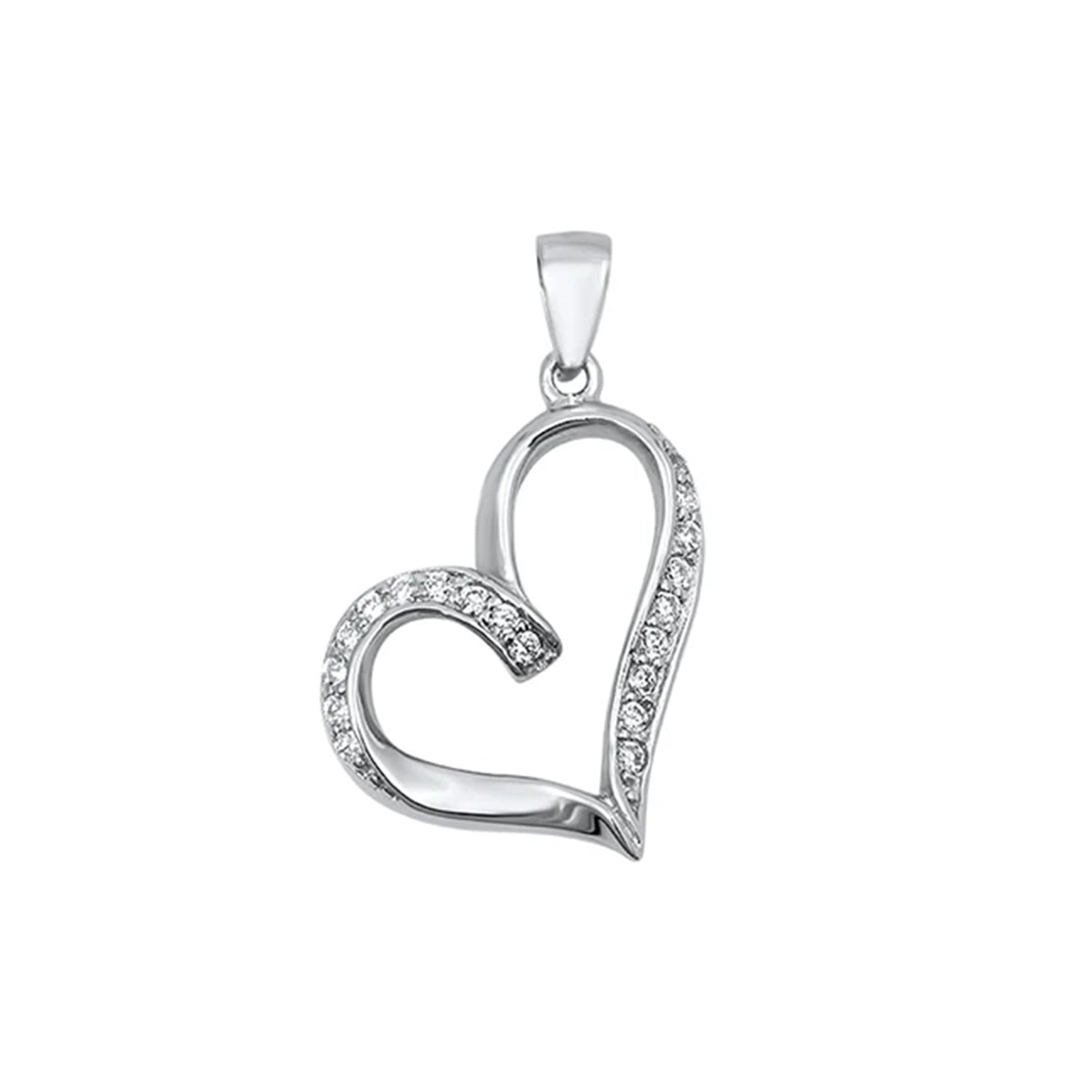 Silver Heart Pendant W/ CZ