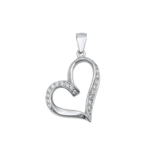 Silver Heart Pendant W/ CZ