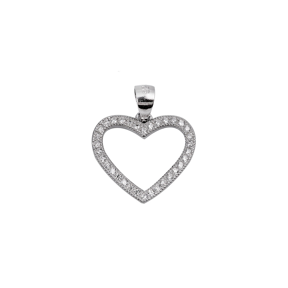 Silver Heart Pendant W/ CZ