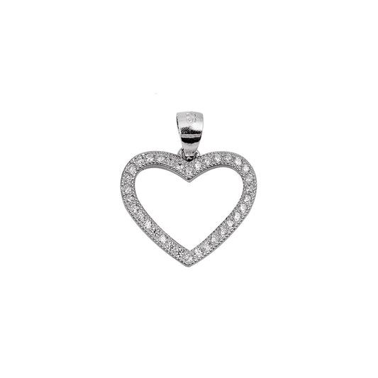 Silver Heart Pendant W/ CZ