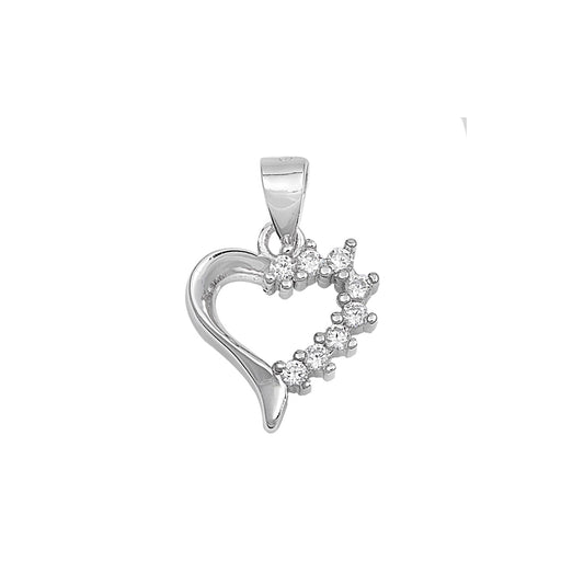 Silver Heart Pendant W/ CZ