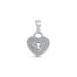 Silver Pendant W/ CZ - Heart Lock