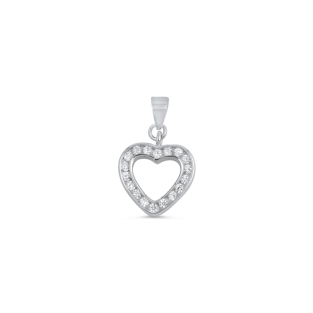 Silver Heart Pendant W/ CZ