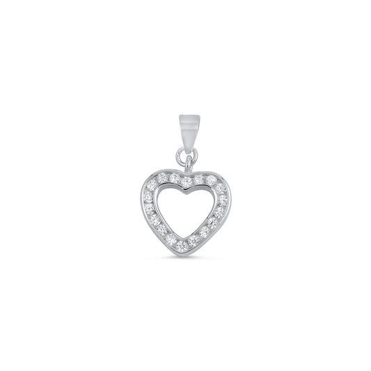Silver Heart Pendant W/ CZ