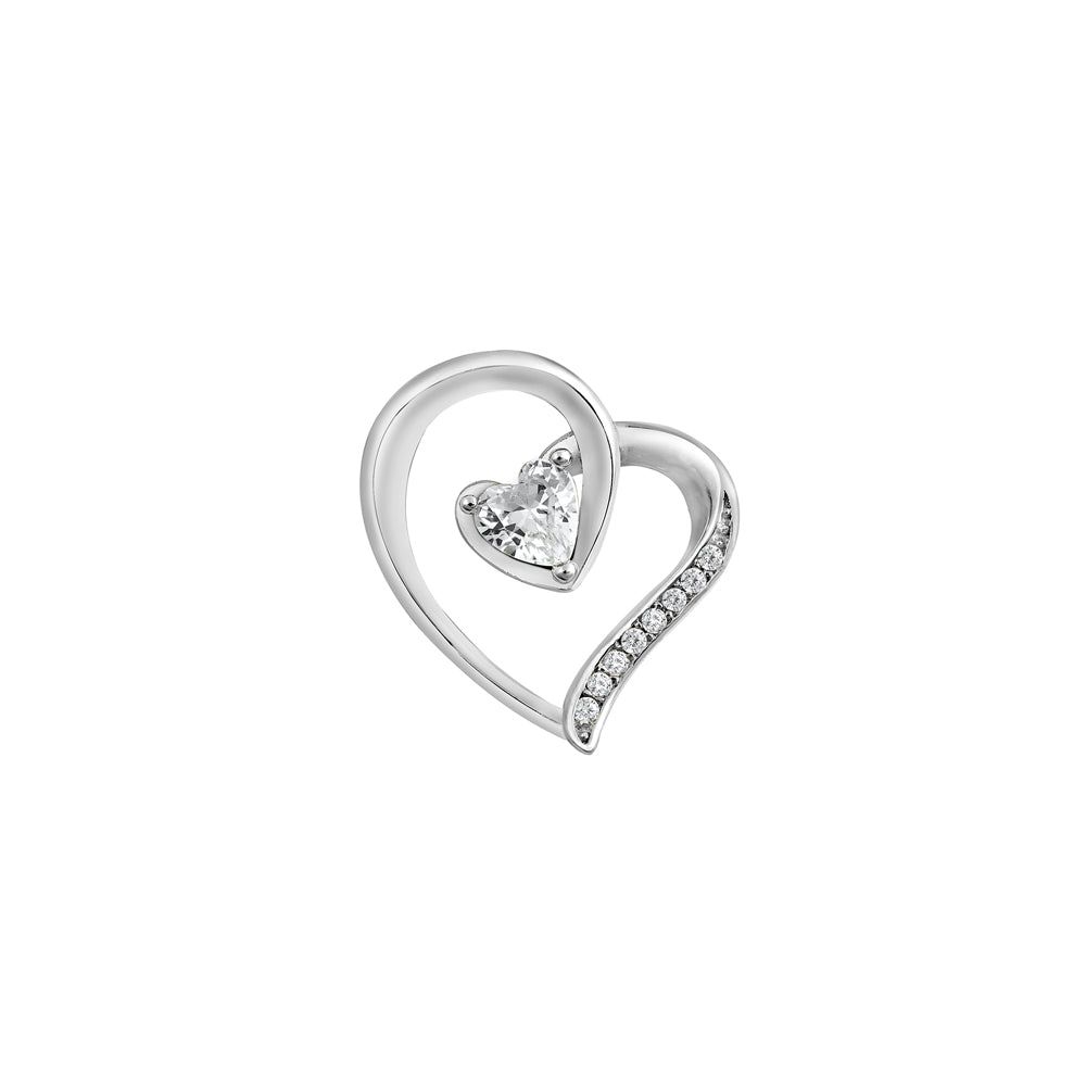 Silver Pendant W/ CZ - Heart