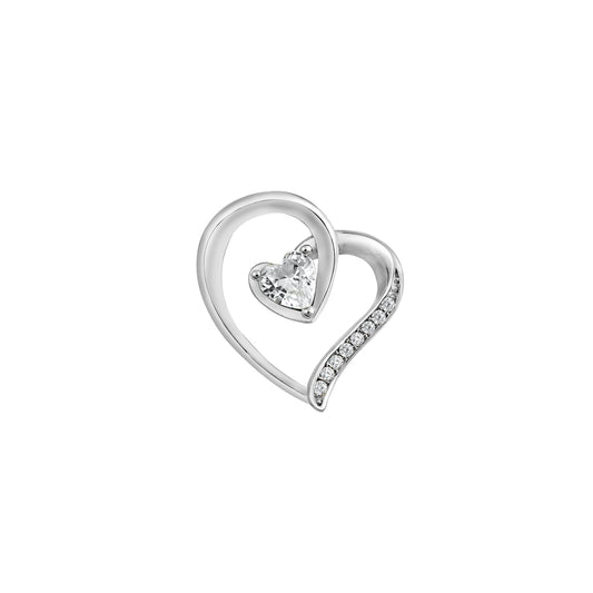 Silver Pendant W/ CZ - Heart