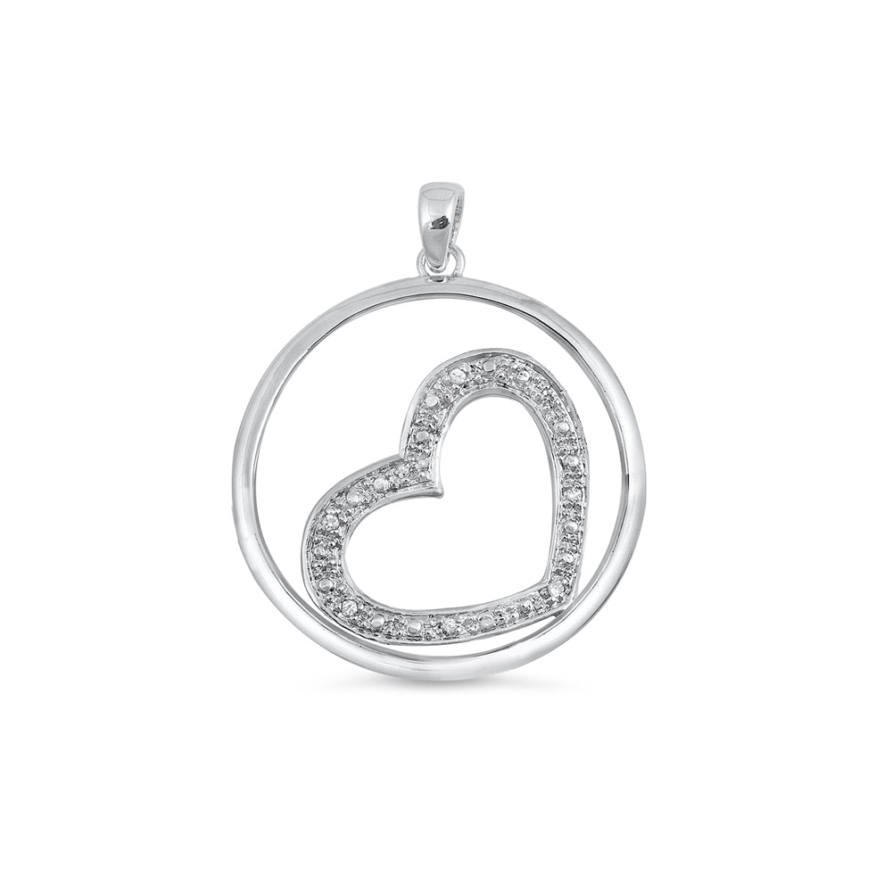 Silver Heart Pendant W/ CZ